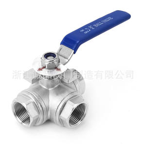 Válvula de Bola Manual de Tres Vías Q14F-16 de Acero Inoxidable 304/316L Tipo T y Tipo L Roscada para Agua, Gas y Aceite - Product Image 1