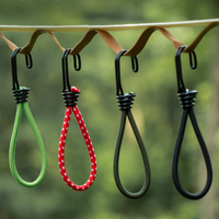 Corde élastique de fixation au sol pour extérieur, 15 cm, en caoutchouc, pour auvent, avec crochet simple, en fil de polyester de 6 mm
