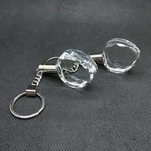 Ehre des Krysten K9 Blank Led Light Glass Schlüssel anhänger Benutzer definierte 3D-Lasergravur Logo Große Größe Klares Geschenk Business Chain Print Key
