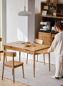 Solid Wood Dining <strong>Table</strong> for Home Use, <strong>Small</strong> Apartment Retractable Dining <strong>Table</strong>, Modern Simple Natural Wood Folding Dining <strong>Table</strong> - Product Image 2