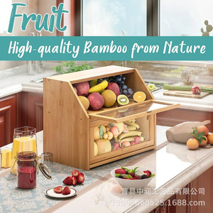 กล่องขนมปังไม้ไผ่ขนาดใหญ่ กล่องเก็บของไม้สำหรับวางบนเคาน์เตอร์ครัว - Product Image 3