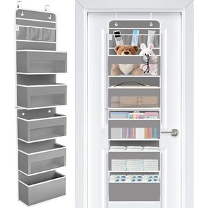 Over The Door Organizer 6 <b>Shelves</b> Detachable Hanging Storage Solution With 5 Large Pockets And 3 PVC Pockets Grey - Product Image 1