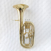 High End Brass Body Baritone Horn 3+1 Valves 3 Water Keys Clear Lacquer and Bb Tone Baritone Horn