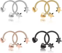 Xinfocus cincin hidung 20G, cincin hidung pin kancing, cincin hidung menjuntai baja tahan karat kualitas tinggi, cincin modis untuk wanita
