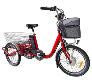 OEM дешевый Электрический грузовой трехколесный велосипед 350 Вт моторизованный трехколесный велосипед с 20-дюймовыми шинами из стали с открытым кузовом для пожилых людей с пробегом 30 км