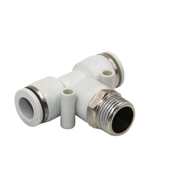 Conector Neumático En T De 3 Vías - Para Manguera De 4 Mm A 16 Mm, Presión 0-1.0 MPa, Material PE, Color Negro