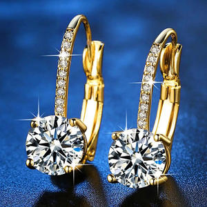 Pendientes de diamantes de oro real de 18 quilates, oro macizo, corte brillante redondo, color G, diamantes naturales, joyería clásica de boda para mujer - Product Image 3