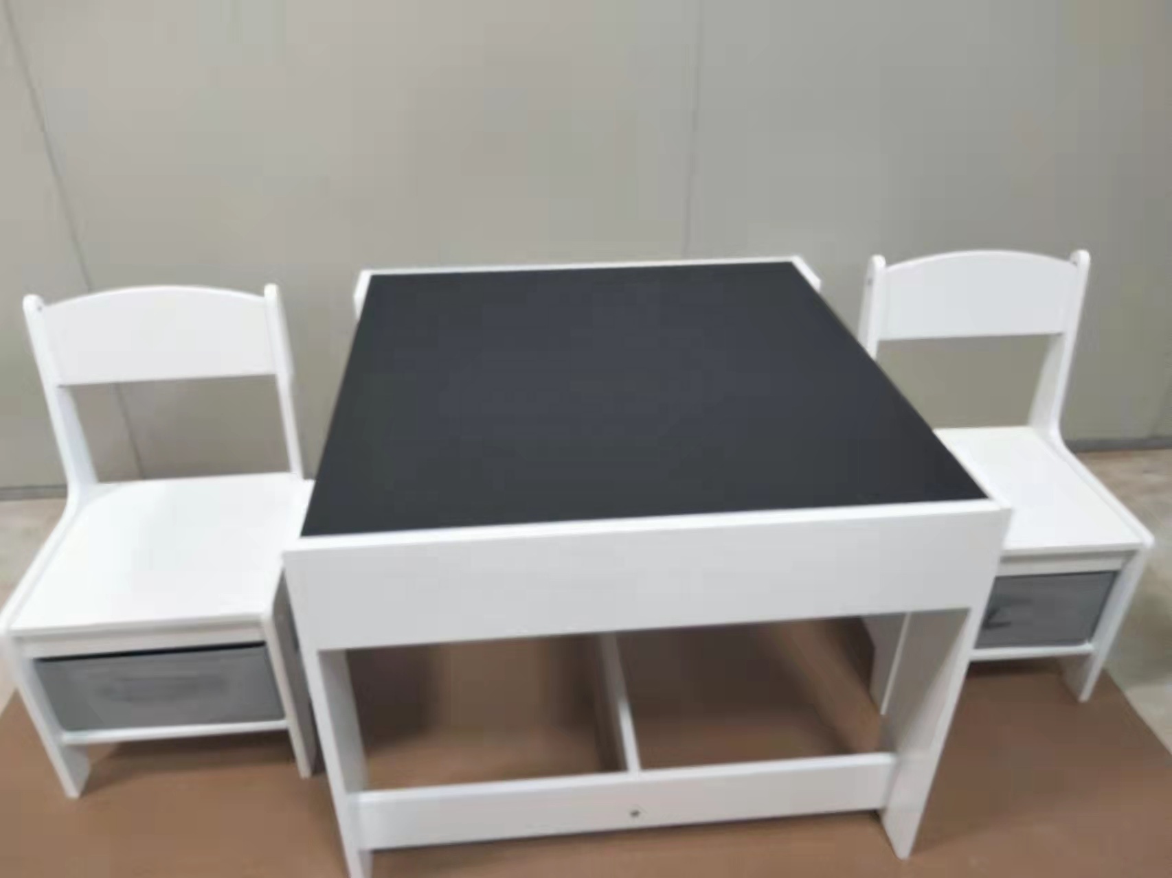 子供用テーブルと椅子セット、ホワイトボードと黒板付き、3 in 1木製 