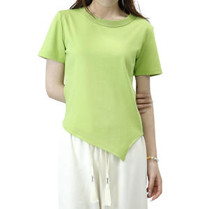 T-shirts d'été décontractés pour femmes, coupe ajustée, respirants, en tricot, à manches courtes, unis - Product Image 3