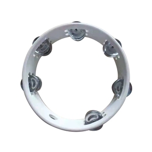 Wholesale White Painted Wooden Double Row Tambourine Plain Orff Percussion Instrument For Kids Performance - Product Image 1