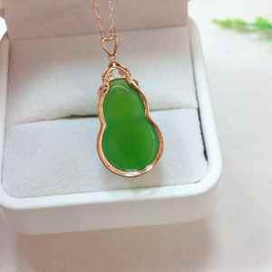 SGARIT Natural Hetian Jade Pendant 18K Gold Diamond Embellished Luxury Engagement Wedding Necklace for Women <b>Gift</b> - Product Image 4