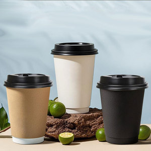 Gobelets à café personnalisés jetables avec logo, gobelets écologiques jetables, gobelets en papier kraft à double paroi biodégradables - Product Image 1