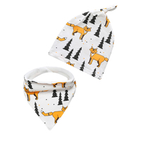 Gorros de Algodón Estampados para Bebé al por Mayor con Baberos a Juego, Accesorios para Recién Nacidos, Productos para Bebés, Conjunto de Baberos y Gorros para Bebés