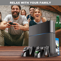 Ventilateur de Refroidissement PS4 3-en-1 avec Chargeur Double Manette et Support de Rangement, Station de Refroidissement Multifonction pour PS4 PRO/SLIM