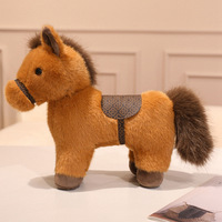 Peluche Cheval Allongé Personnalisable avec Logo, en Fausse Fourrure, Rembourrage Coton PP, Selle en Cuir, Anti-stress, Cadeau Zodiaque, Pâques Super Promotion