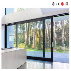 <span class=keywords><strong>Porte</strong></span> <span class=keywords><strong>coulissante</strong></span> à double rail en aluminium à rupture de pont thermique, triple vitrage à l'argon Low-E trempé, résistante aux intempéries, <span class=keywords><strong>pour</strong></span> balcon et terrasse - Product Image 1