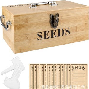 Wooden <b>Seed</b> <b>Storage</b> Box With Compartment Flip Top For Garden Tools And <b>Seeds</b> Organizing - Product Image 1