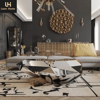 Table Boca au design unique Mobilier de maison de luxe Table centrale contemporaine en diamant argenté Table basse avec modules en acier inoxydable