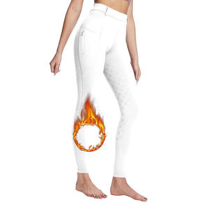 Culotte équestre en velours pour femme, taille haute, pleine longueur, en silicone, hiver, chaud, antidérapant, équitation en plein air - Product Image 6
