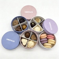Boîte en carton ronde personnalisée pour chocolats, boîte cylindrique rigide avec compartiments divisés, emballage pour macarons et biscuits, coffrets cadeaux