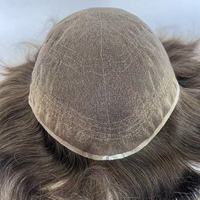 Prothèse capillaire pour homme en cheveux humains de qualité supérieure, avec base en dentelle suisse complète, coupe gratuite