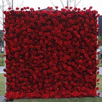 Maßgefertigte Rote Handgemachte 5D Künstliche Rosenblumenwand Hintergrund Künstliche Blumen für Außenbereich Valentinstag Hochzeitsdekoration