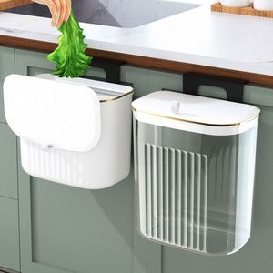 Poubelle murale de cuisine 9L à ouverture tactile avec couvercle roulant, écologique, pour rangement de salle de bain - Product Image 2