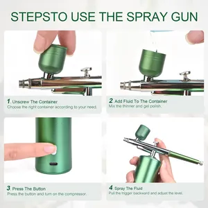 Aerógrafo Portátil para Uñas con Compresor, Aerógrafo Recargable para Uñas, Pistola de Oxígeno Inalámbrica para Salón de Uñas y Hogar - Product Image 3