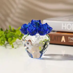 Red Crystal Rose Flower Wedding Return Gifts Valentine's Day Gifts For Lover 3D Crystal Model