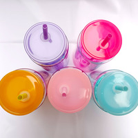 Gobelet en verre transparent réutilisable de 16 oz, couleurs mélangées dégradées, avec couvercle et pailles colorées, pour sublimation et films UV DTF, design moderne, pour la rentrée scolaire