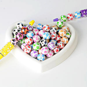 Perles rondes en acrylique plaqué couleur nacrée 16 mm, motif griffe de chat, pour la confection de chaînes de téléphone portable, porte-clés, accessoires de stylo, décoratifs - Product Image 1