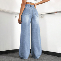 Jeans personnalisés Dongguan pour femmes – Pantalon en denim taille haute, coupe droite, jambe large, ample et extensible, style Boyfriend, pour femmes