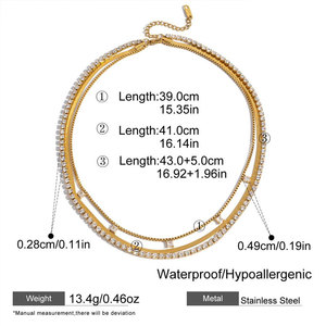 Collier fantaisie en acier inoxydable 316L plaqué or 14K 18K PVD, collier superposé, bijoux fins, collier tennis pour femmes - Product Image 6
