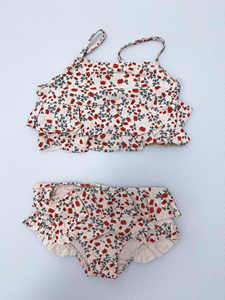 Conjunto de Bikinis para niños europeos al por mayor, traje de baño de una pieza de <span class=keywords><strong>mar</strong></span> de verano 2025, ropa de playa para niñas, traje UV de princesa con volantes estampados con sombrero - Product Image 3