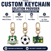 Porte-clés en métal personnalisé de qualité supérieure, design de ballon de sport 3D, porte-clés durable en alliage de zinc pour les fans de football, cadeaux