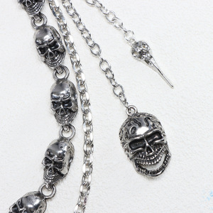 Hip Hop Punk Metal Skull Waist <b>Chain</b> Double Layer Tibetan Silver Casual Pants Decoration Gunmetal Color - Product Image 3