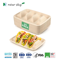Bagasse de canne à sucre biodégradable personnalisée boîte à tacos jetable conteneur porte-taco à emporter écologique et plateau