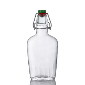 Bouteille d'eau en verre à boire souple transparente avec couvercle à pince/récipient à boisson à dessus pivotant hermétique de style spécial 500 250 ml - Product Image 1