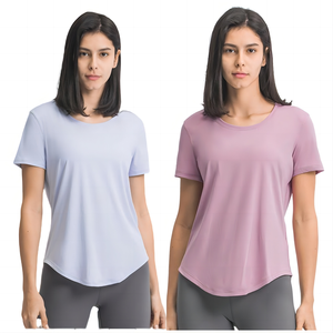 Camiseta Deportiva Corta de Manga Corta, Transpirable y Ajustada, para Mujer, Informal, para Correr, Yoga, Personalizable con Logotipo - Product Image 1