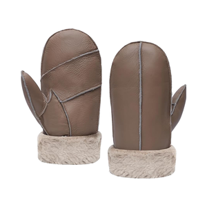 Mitaines confortables en cuir de mouton pour hommes pour femmes gants de mitaines doublés de fourrure d'hiver pour les fêtes de cyclisme quotidiennes à l'extérieur imprimées - Product Image 1