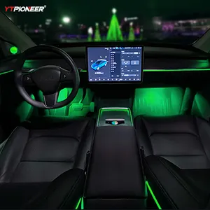 128 Cores Tela LCD Controle Luz Ambiente Interior LED Strip Luzes Atmosfera Do Carro Para Tesla Model 3 Y