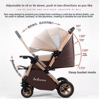 Poussette Bébé Tout-Terrain Pliable Légère, Position Assise et Allongée, 0-3 Ans, Bidirectionnelle, Capacité de Charge 100kg
