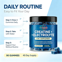 Gummies de créatine, électrolytes et collagène OEM – Complément nutritionnel sportif pré-entraînement – Énergie dorée – Gummies de créatine et électrolytes