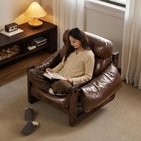 Fauteuil Jersey Island, style rétro, en bois massif, pour salon, petit fauteuil inclinable design, nouveau, pour la maison