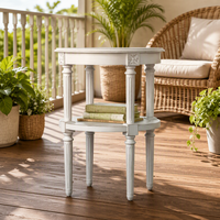 Table d'appoint en bois massif sculpté et rotin, style français vieilli, pour salon et chambre à coucher, mobilier personnalisé pour la maison, vente en gros