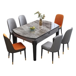 Meubles de salle à manger de style chinois, table à manger extensible en bois de luxe moderne et chaises - Product Image 1