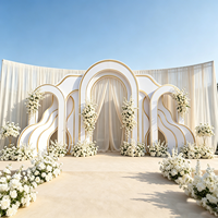 Backdrop Pernikahan PVC Custom Bentuk S 18mm Papan Celuka High-Density Akrilik Cermin Emas Perlengkapan Acara Bentuk Apa Saja