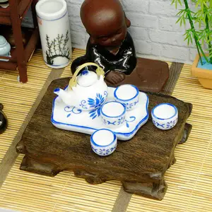 มาใหม่บ้านตุ๊กตาMiniatureตุ๊กตาบนโต๊ะอาหารเซรามิคชุดชาจีนพอร์ซเลนจีนKung Fuชาชุดถ้วยชาบนโต๊ะอาหาร
