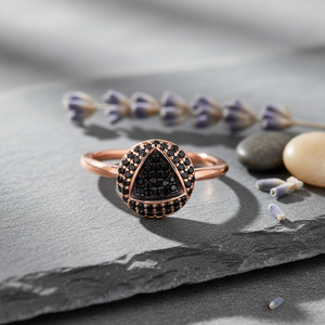 Minimalista negro CZ diseño redondo triángulo forma venta al por mayor hecho a mano 925 anillo de joyería de plata esterlina - Product Image 3