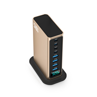 Station de charge USB multiport 8 ports 4USB-A 4TYPE-C PD100W QC30W pour ordinateur portable, chargeur rapide GaN 520W